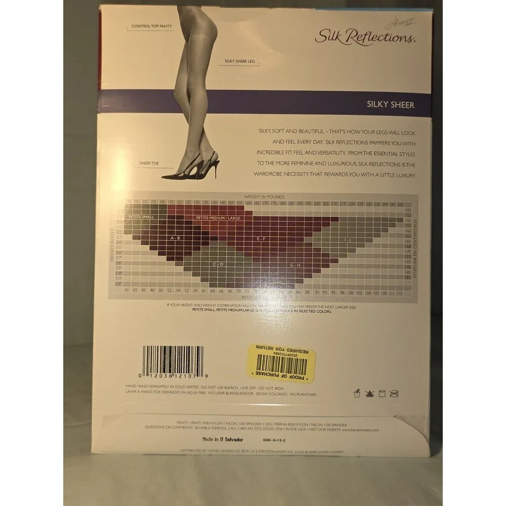 Lot of 3 Vtg Hanes Silk Reflections Pantyhose Size EF Control Top Sandalfoot 717